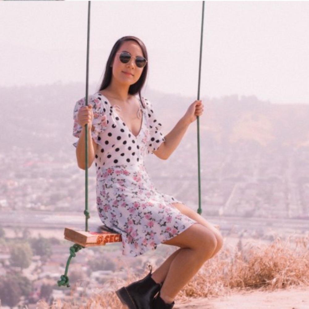 For Love & Lemons Retro Floral Wrap Mini Dress - Picture 6 of 8